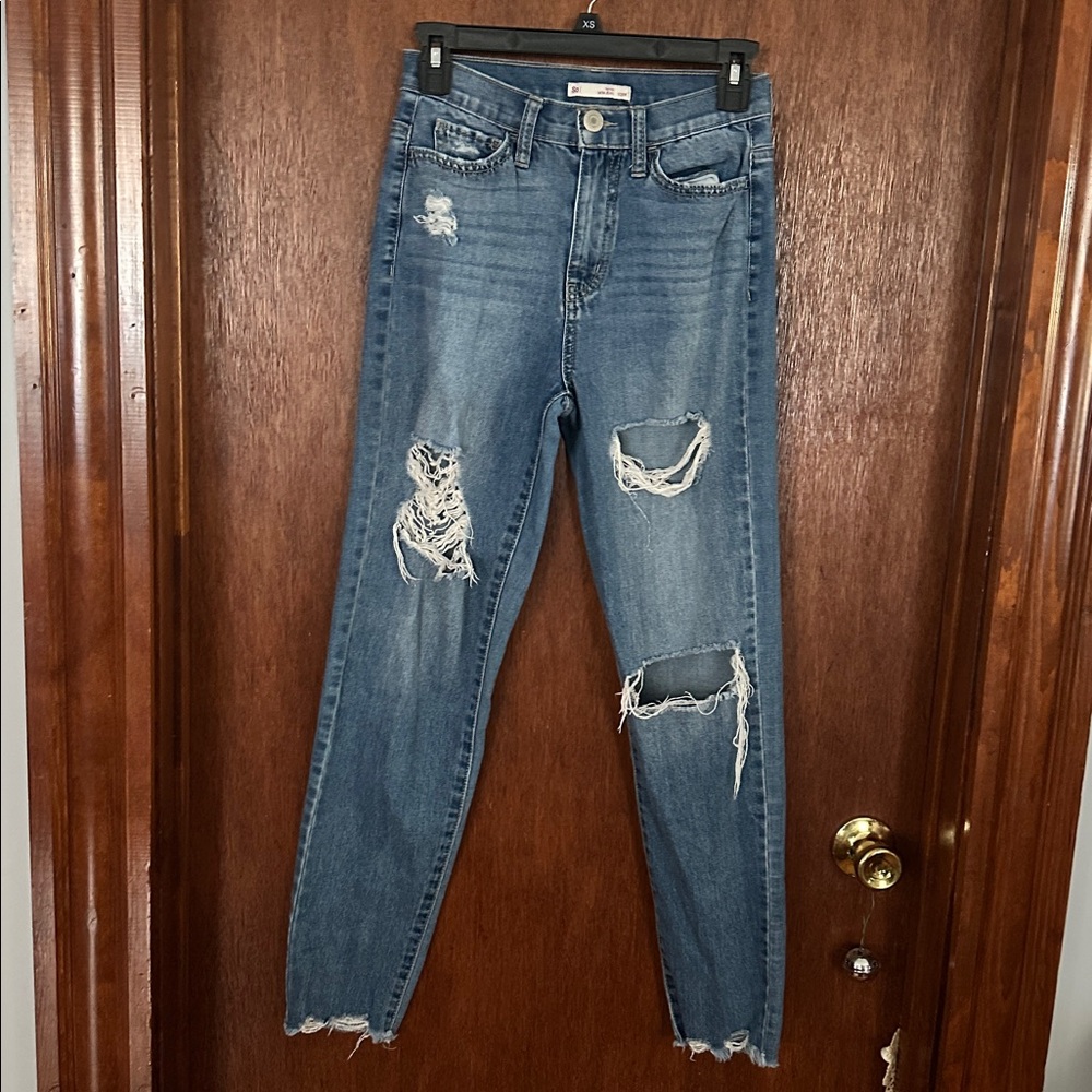 SO High Rise Distressed Jeans - Blue